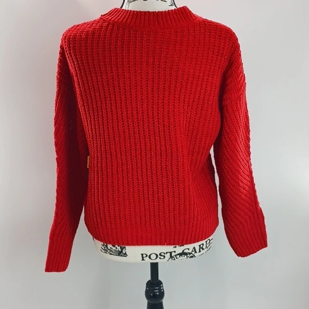No Boundaries Fringe Sweater Red Yarn Knit Crew Neck Casual Womens XL - Picture 5 of 8